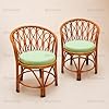 Premium Antique Bamboo Chair for Lawn, Arm, Room, Indoor Outdoor | Natural Elegance: Cane Accent Chair for Stylish Living Spaces | Dust Free | Brown (Set of 2)
