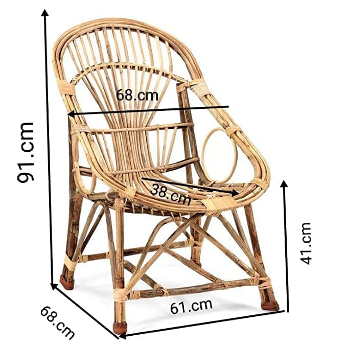 Premium Long Back Bamboo Chair Set with Table, Kursi, Garden Chairs with Table, Chairs for Living Room, Home, Office, Outdoor & Garden – Set of 2 Chairs & 1 Table, Brown