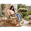 Durable Heavy-Duty Relax Bamboo Cane Rocking Chair for Home, Balcony, Living Room and Outdoor Lounge, Brown