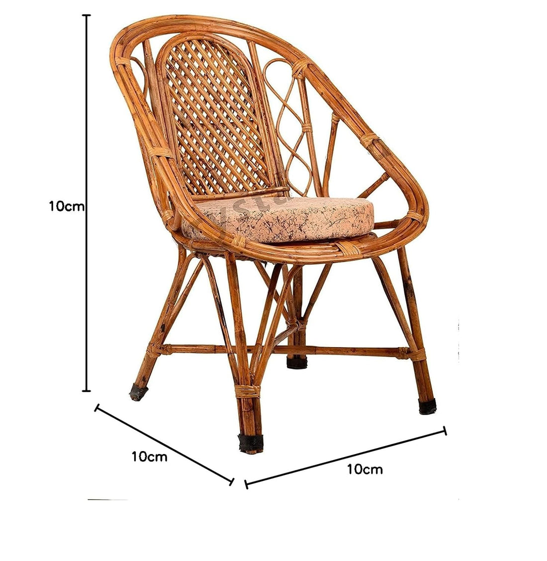 Bamboo Antique Designer Chair for Kids & Adults | Study With Arm Rest | for Lawn, Room, Indoor and Outdoor Use | Includes Cushion, Brown