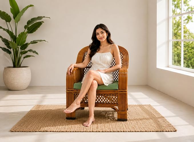 Bamboo Cane Sofa Chair Comfortable for Kids and Adults Cane Chair | Kursi | Chair for Living Room, Home, Dining Room, Bedroom, Kitchen, Office, Outdoor & Garden, Brown